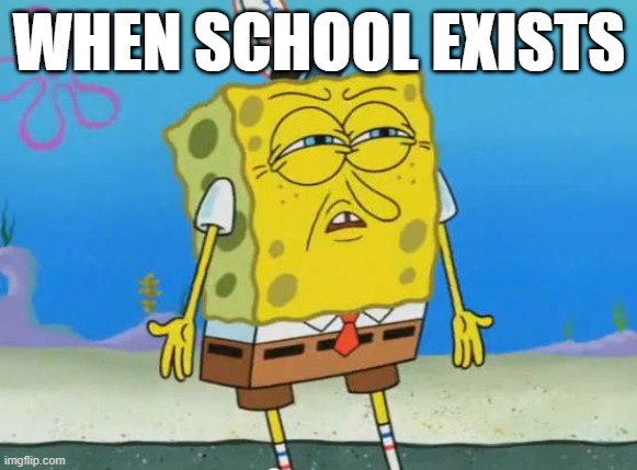 Angry Spongebob | WHEN SCHOOL EXISTS | image tagged in angry spongebob | made w/ Imgflip meme maker