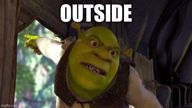 Shrek 'outside' | OUTSIDE | image tagged in shrek 'outside' | made w/ Imgflip meme maker