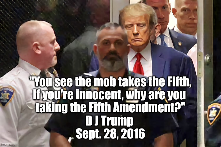 Trump: 5th Amendment | "You see the mob takes the Fifth,
If you're innocent, why are you 
taking the Fifth Amendment?"
D J Trump 
Sept. 28, 2016 | image tagged in trump,politics,truth | made w/ Imgflip meme maker
