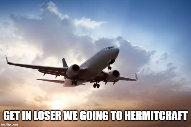Air plane  | GET IN LOSER WE GOING TO HERMITCRAFT | image tagged in air plane | made w/ Imgflip meme maker