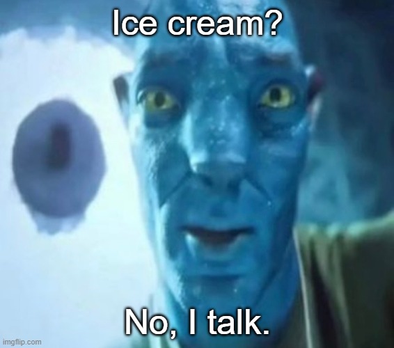 Avatar guy | Ice cream? No, I talk. | image tagged in avatar guy | made w/ Imgflip meme maker