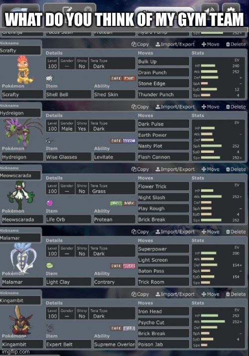 WHAT DO YOU THINK OF MY GYM TEAM | made w/ Imgflip meme maker
