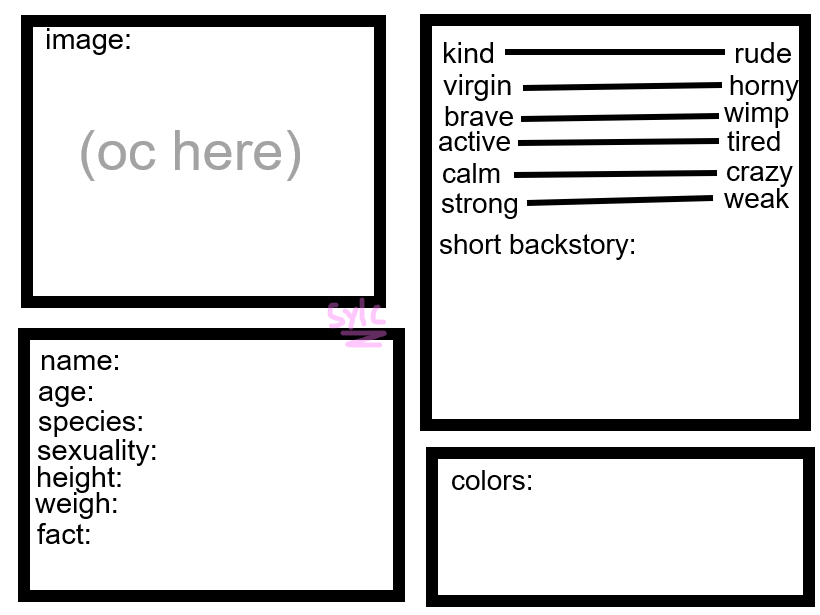 High Quality oc list thing (by sylcmori) Blank Meme Template