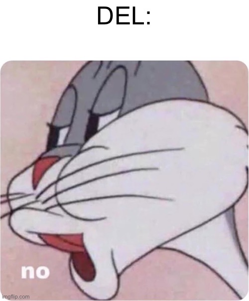 Bugs Bunny No | DEL: | image tagged in bugs bunny no | made w/ Imgflip meme maker