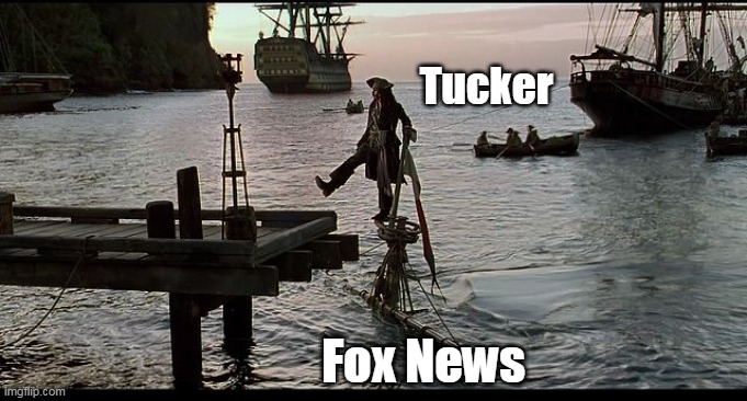 Fox Sinks Fox | Tucker; Fox News | image tagged in tucker fox meme | made w/ Imgflip meme maker