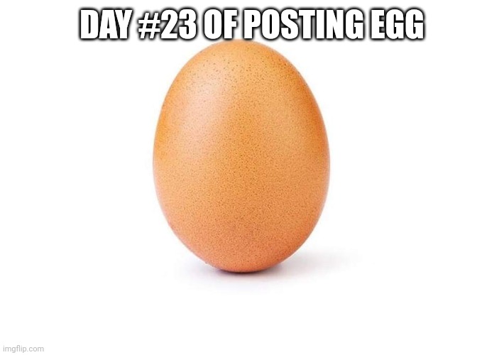 EGG | DAY #23 OF POSTING EGG | image tagged in eggbert,egg | made w/ Imgflip meme maker