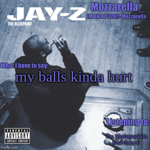 The Blueprint | my balls kinda hurt; The Muthapuukkin Real-Eazy-E | image tagged in the blueprint | made w/ Imgflip meme maker