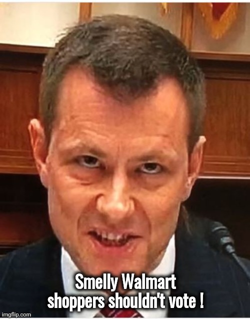 Peter Strzok | Smelly Walmart shoppers shouldn't vote ! | image tagged in peter strzok | made w/ Imgflip meme maker