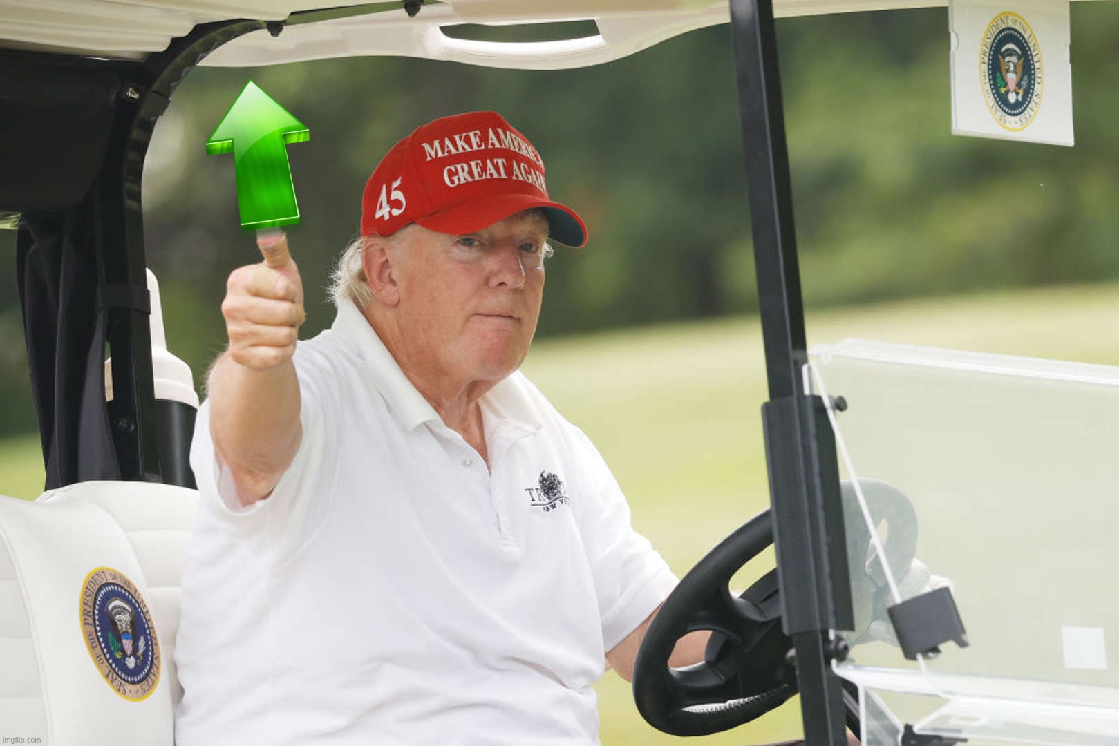 Donald Trump golf cart upvote 2 | image tagged in donald trump golf cart upvote 2 | made w/ Imgflip meme maker