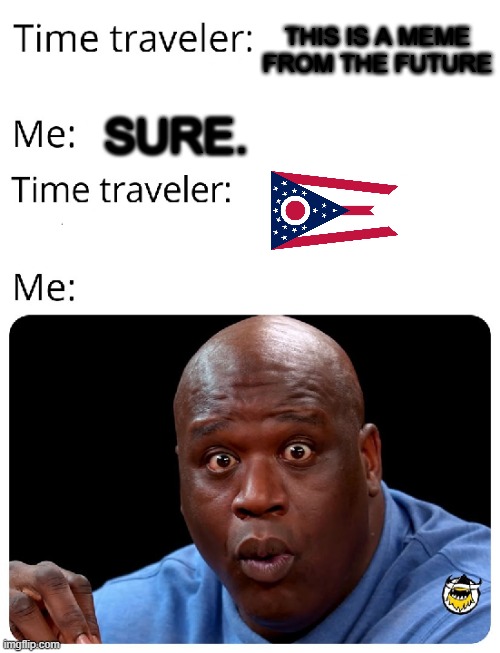 Time Traveler | THIS IS A MEME FROM THE FUTURE SURE. | image tagged in time traveler | made w/ Imgflip meme maker