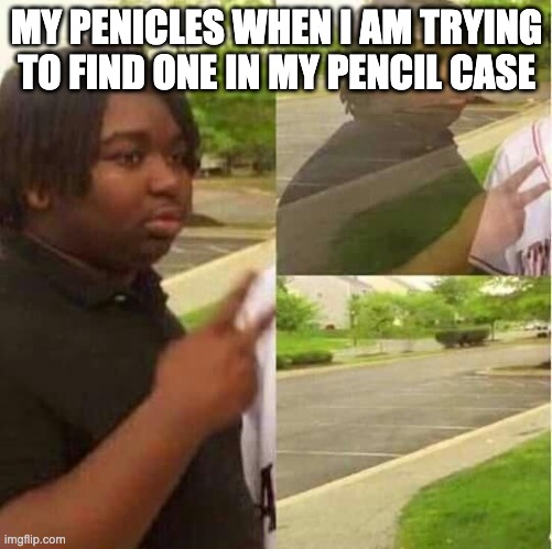 true | MY PENICLES WHEN I AM TRYING TO FIND ONE IN MY PENCIL CASE | image tagged in disappearing,so true memes | made w/ Imgflip meme maker