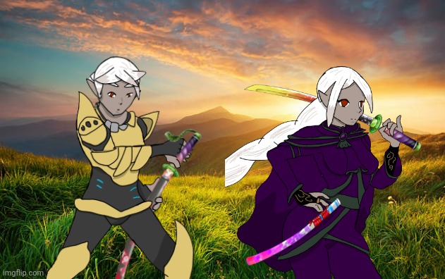 Your oc just went to the reality rift area and found these two | image tagged in mountain landscape | made w/ Imgflip meme maker