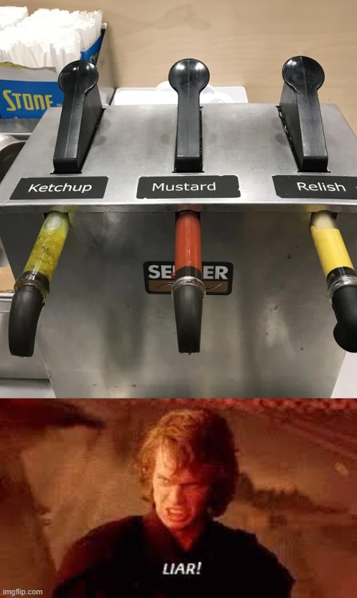 Put on the labels boss | image tagged in anakin liar,you had one job,memes,funny | made w/ Imgflip meme maker