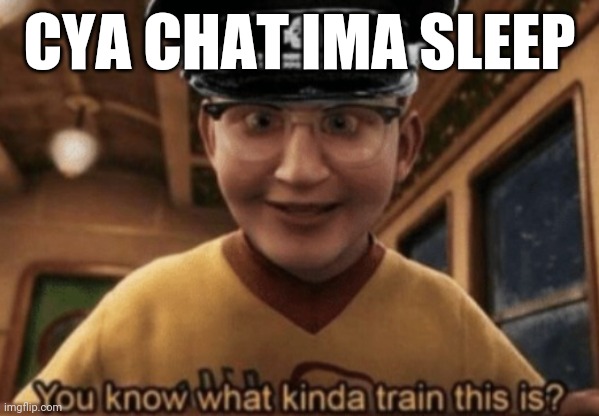 See yall in 3 hours or some shit | CYA CHAT IMA SLEEP | image tagged in you know what kinda train this is | made w/ Imgflip meme maker