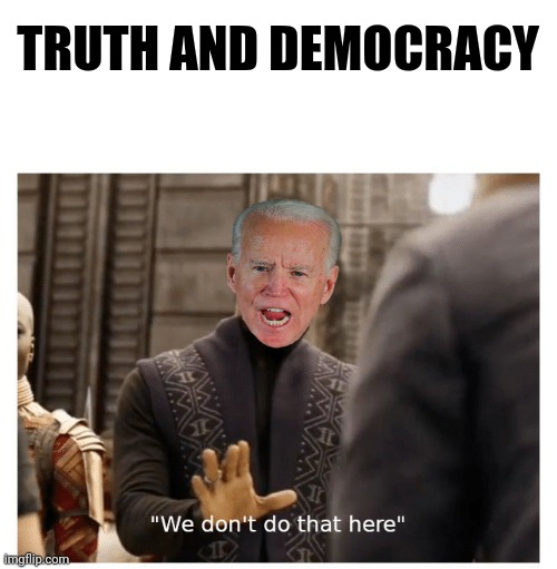 we don't do that here | TRUTH AND DEMOCRACY | image tagged in we don't do that here | made w/ Imgflip meme maker