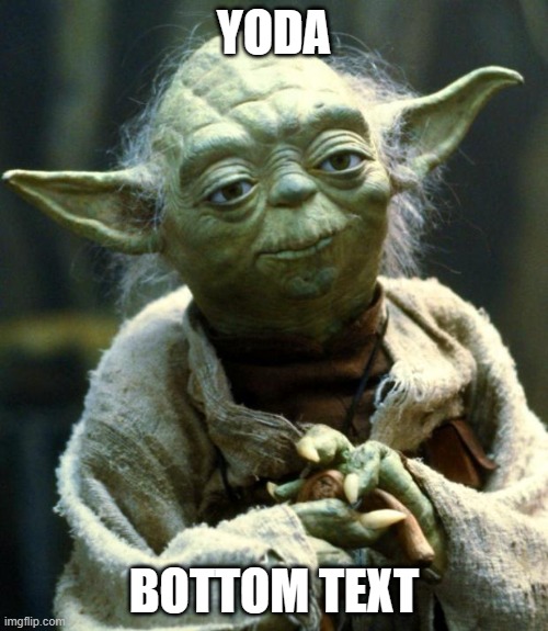 Star Wars Yoda Meme | YODA; BOTTOM TEXT | image tagged in memes,star wars yoda | made w/ Imgflip meme maker