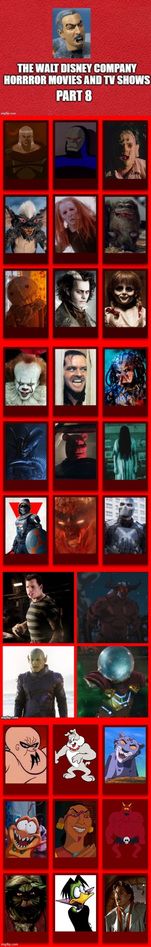 The Walt Disney Company Horror Movies and TV Shows Villains 8 Blank Meme Template