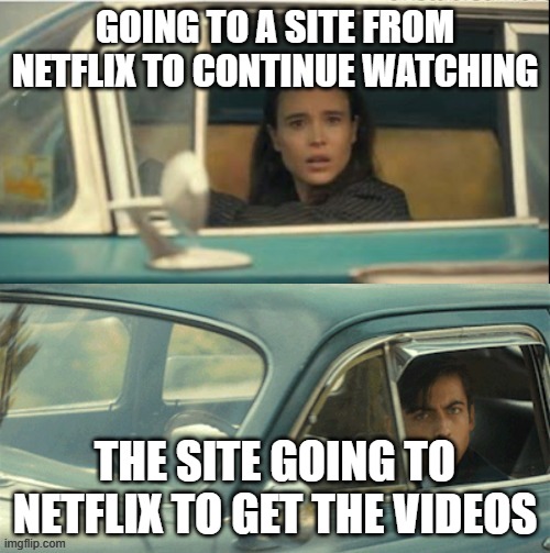 Vanya and Five | GOING TO A SITE FROM NETFLIX TO CONTINUE WATCHING; THE SITE GOING TO NETFLIX TO GET THE VIDEOS | image tagged in vanya and five,what the hell happened here | made w/ Imgflip meme maker