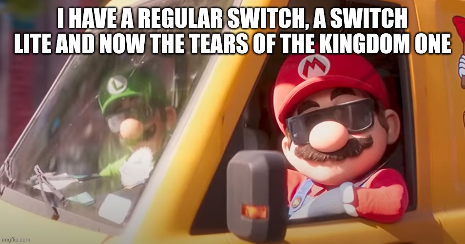 Super Mario Bros. Movie | I HAVE A REGULAR SWITCH, A SWITCH LITE AND NOW THE TEARS OF THE KINGDOM ONE | image tagged in super mario bros movie | made w/ Imgflip meme maker