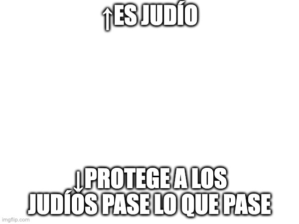 Los judíos | ↑ES JUDÍO; ↓PROTEGE A LOS JUDÍOS PASE LO QUE PASE | made w/ Imgflip meme maker