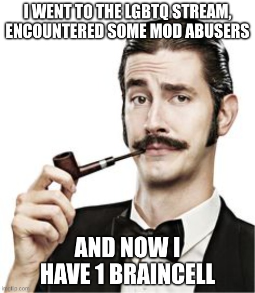 Sorry if I say something weird (Mod Note: I Like Big Oily Buff Men With Big Cocks and Shaking Their Asses)(JWSI-shit, man) | I WENT TO THE LGBTQ STREAM, ENCOUNTERED SOME MOD ABUSERS; AND NOW I HAVE 1 BRAINCELL | image tagged in the fancy man | made w/ Imgflip meme maker