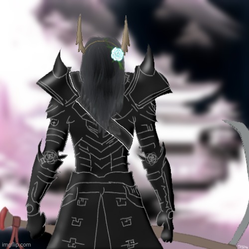 Back of my DnD Half-Elf Fighter (the rose isn't a headpeice) | made w/ Imgflip meme maker