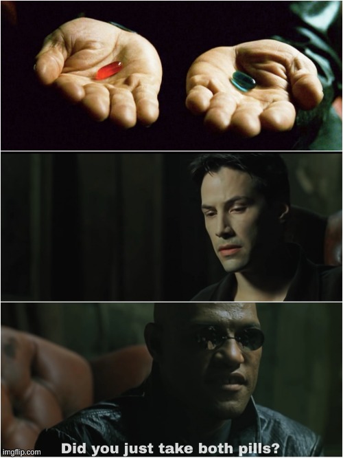 Did you just take both pills? | image tagged in did you just take both pills | made w/ Imgflip meme maker