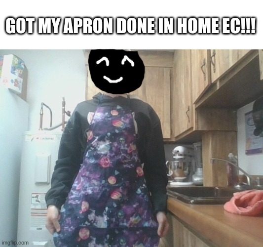 No face for you >:3 | GOT MY APRON DONE IN HOME EC!!! | made w/ Imgflip meme maker