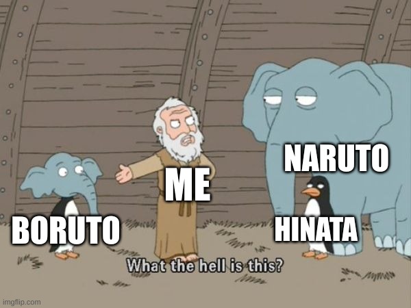Boruto was an disgrace to Anime | NARUTO; ME; HINATA; BORUTO | image tagged in what the hell is this | made w/ Imgflip meme maker