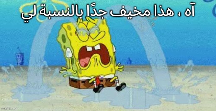sad crying spongebob | آه ، هذا مخيف جدًا بالنسبة لي | image tagged in sad crying spongebob | made w/ Imgflip meme maker