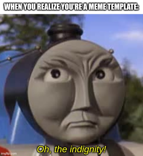 Gordon does NOT want to be a meme template! | WHEN YOU REALIZE YOU'RE A MEME TEMPLATE:; Oh, the indignity! | image tagged in oh the indignity,funny | made w/ Imgflip meme maker