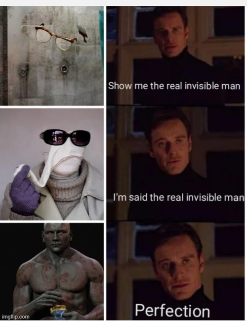 Invisible Man | image tagged in drax | made w/ Imgflip meme maker