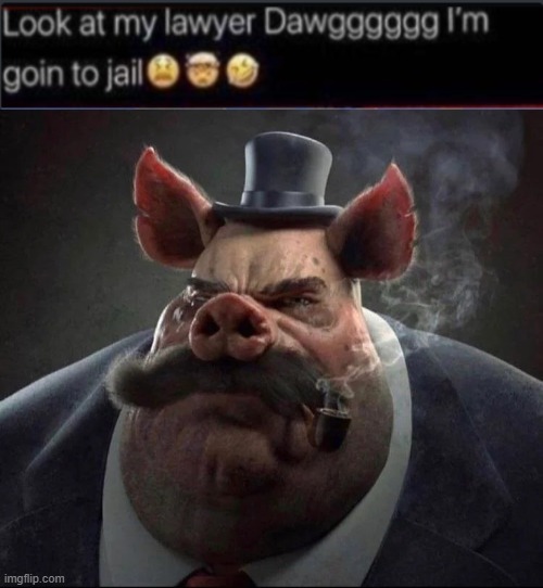 a | image tagged in look at my lawyer dawggg,hyper realistic picture of a smartly dressed pig smoking a pipe | made w/ Imgflip meme maker