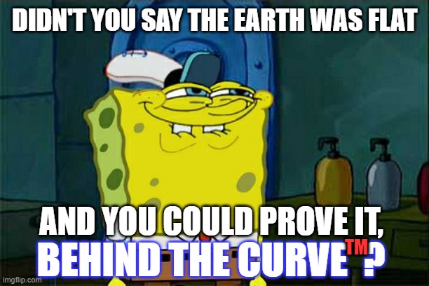 Didn't you say | DIDN'T YOU SAY THE EARTH WAS FLAT; AND YOU COULD PROVE IT, BEHIND THE CURVE  ? TM | image tagged in memes,don't you squidward,flat earthers,smug | made w/ Imgflip meme maker