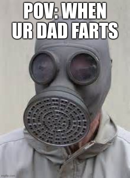 Gas mask | POV: WHEN UR DAD FARTS | image tagged in gas mask | made w/ Imgflip meme maker