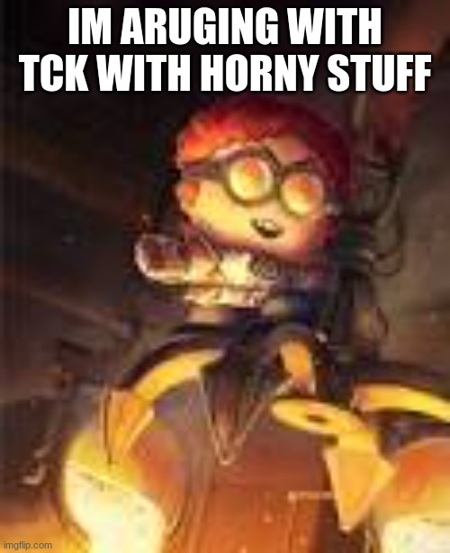 General Disarray | IM ARUGING WITH TCK WITH HORNY STUFF | image tagged in general disarray | made w/ Imgflip meme maker