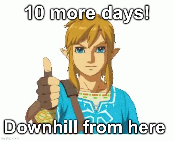 WOOOO | 10 more days! Downhill from here | image tagged in link thumbs up | made w/ Imgflip meme maker