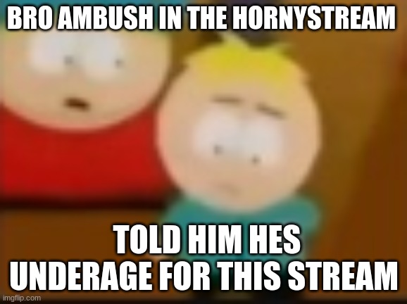 bros trying to dance | BRO AMBUSH IN THE HORNYSTREAM; TOLD HIM HES UNDERAGE FOR THIS STREAM | image tagged in bros trying to dance | made w/ Imgflip meme maker