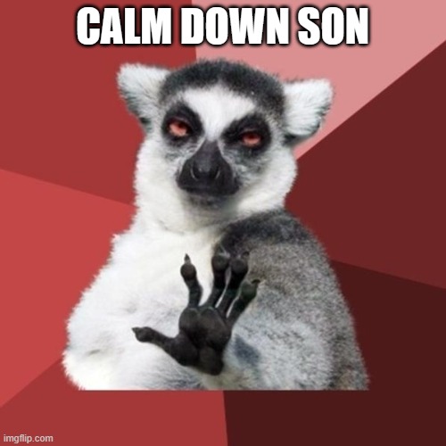 Chill Out Lemur Meme | CALM DOWN SON | image tagged in memes,chill out lemur | made w/ Imgflip meme maker