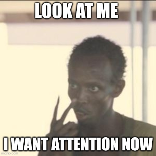 Look At Me Meme | LOOK AT ME; I WANT ATTENTION NOW | image tagged in memes,look at me | made w/ Imgflip meme maker