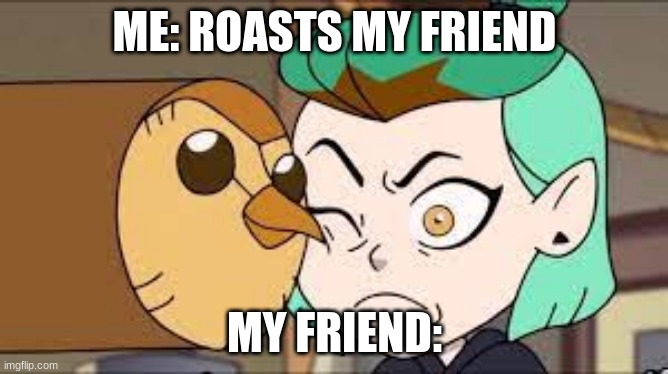 TOH | ME: ROASTS MY FRIEND; MY FRIEND: | image tagged in the owl house | made w/ Imgflip meme maker