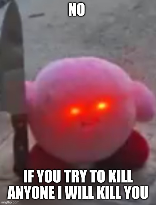 angry kirby | NO IF YOU TRY TO KILL ANYONE I WILL KILL YOU | image tagged in angry kirby | made w/ Imgflip meme maker