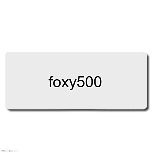 My name tag | foxy500 | image tagged in blank name tag silver | made w/ Imgflip meme maker