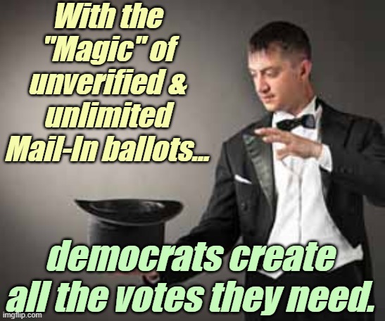 "Poof !" The man who hid in his basement & can barely speak got MORE votes than the Magical obama. | With the "Magic" of unverified & unlimited Mail-In ballots... democrats create all the votes they need. | image tagged in liberals,democrats,lgbtq,blm,antifa,criminals | made w/ Imgflip meme maker