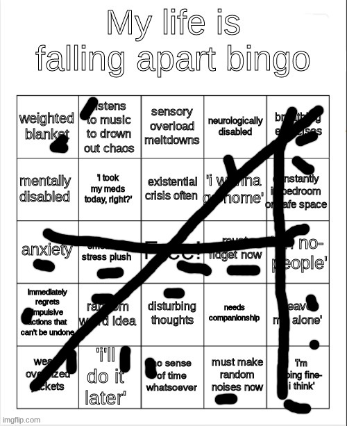 The "A" Bingo | image tagged in my life is falling apart bingo | made w/ Imgflip meme maker