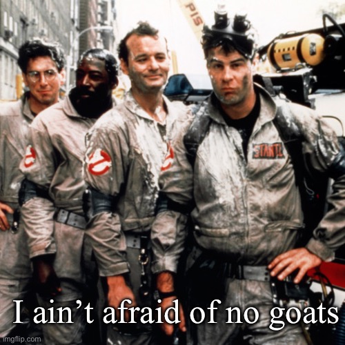 Goat Busters | I ain’t afraid of no goats | image tagged in ghostbusters,goats | made w/ Imgflip meme maker
