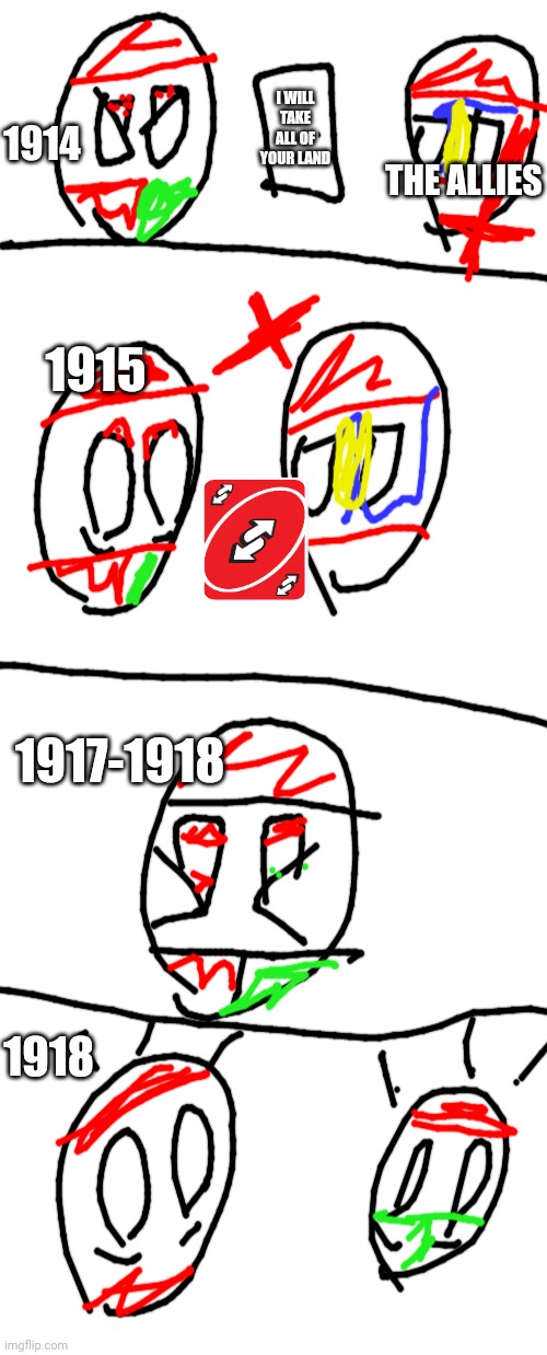 The breakup of Austria-Hungary | I WILL TAKE ALL OF YOUR LAND; 1914; THE ALLIES; 1915; 1917-1918; 1918 | image tagged in blank comic panel 2x2 | made w/ Imgflip meme maker
