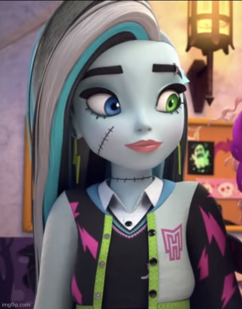 Frankie Stein G3 | image tagged in frankie stein g3,monster high,young frankenstein,electric,non binary,lesbian | made w/ Imgflip meme maker