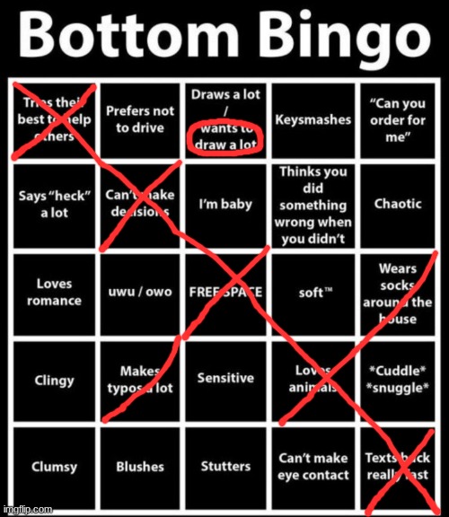 doing stupid bingos, part one | image tagged in bottom bingo | made w/ Imgflip meme maker