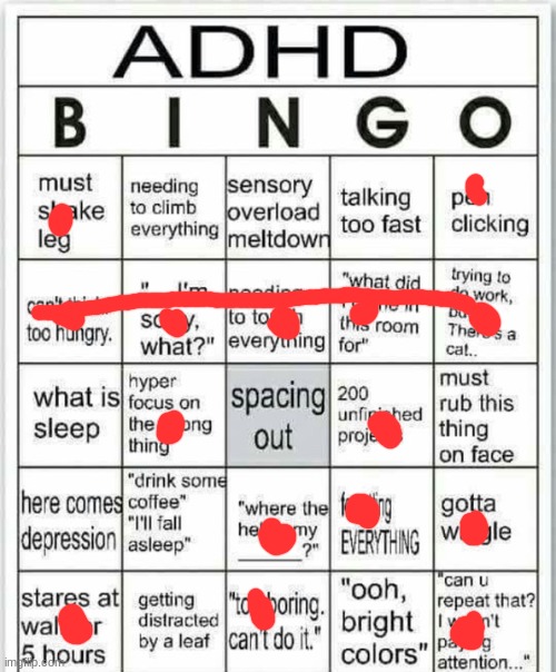 adhd bingo | image tagged in adhd bingo | made w/ Imgflip meme maker